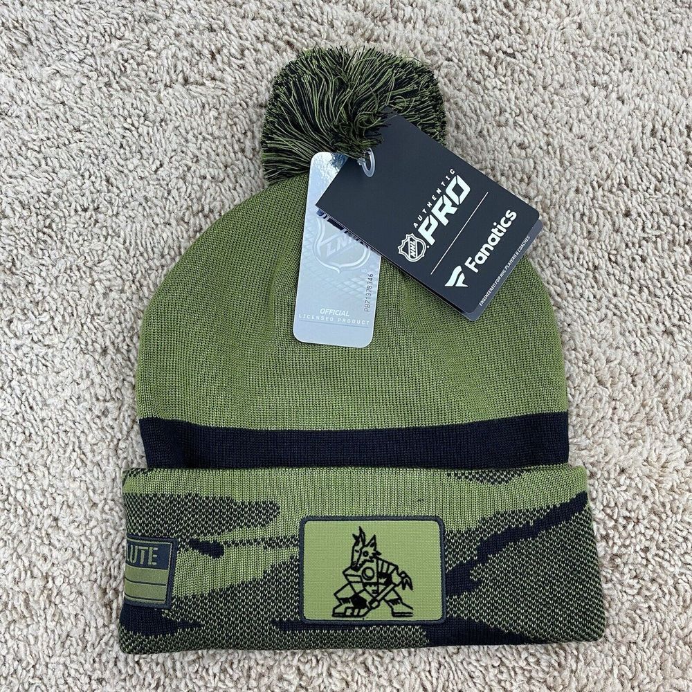 Arizona Coyotes Beanie Fanatics Military Appreciation‎ Camo Cuffed Knit Pom Cap